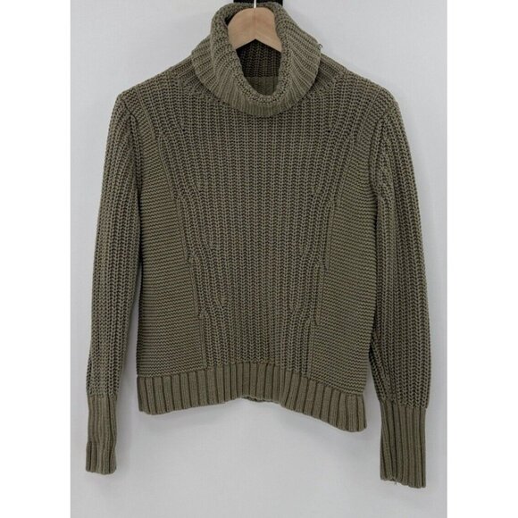 Banana Republic Chunky‎ Knit Green Turtleneck Sweater Sz Sm, Preppy, Modest - Picture 1 of 12